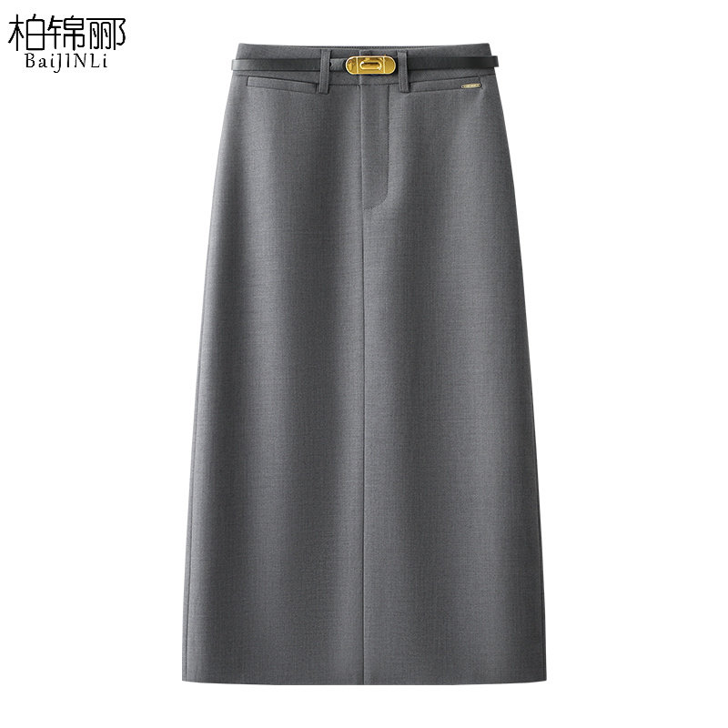 高级灰职业西装半身裙女2024新款秋季高腰直筒裙子包臀裙春秋长裙