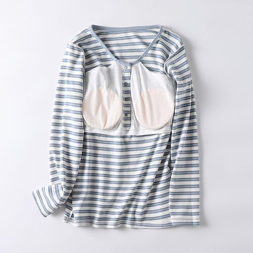 孕妇哺乳上衣秋衣单件秋冬季11月份产后12月子服产后喂奶睡衣纯棉