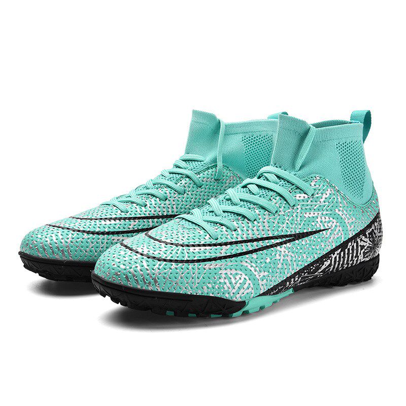 新款儿童足球鞋男款高帮户外运动训练鞋AG长N钉碎钉鞋防滑比赛球