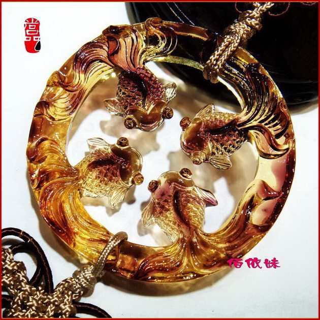 古法琉璃汽车挂饰【金玉满堂(鱼D)】琉璃车挂件汽车内饰挂件