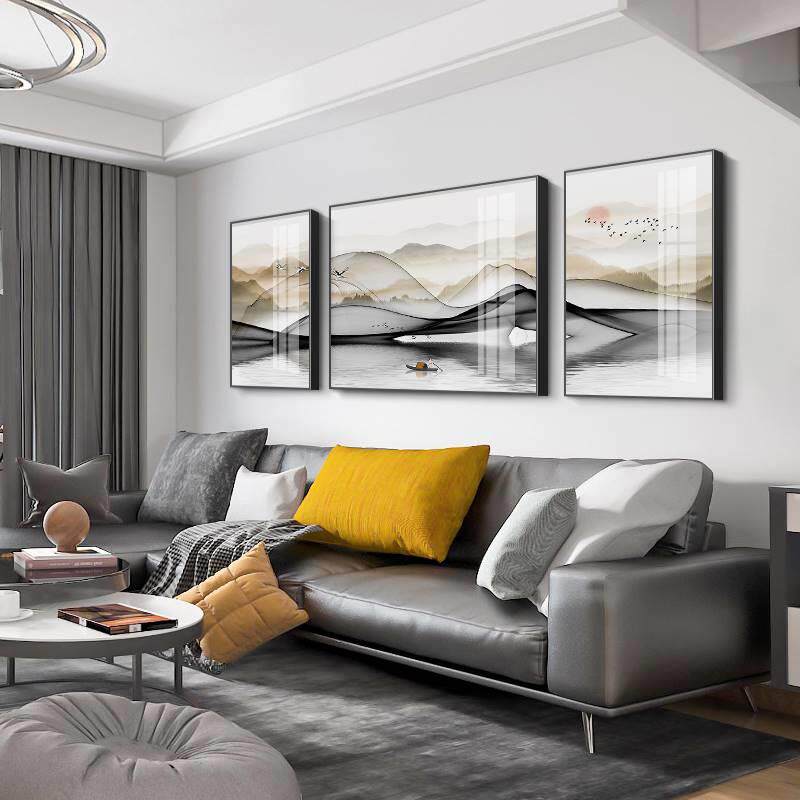 客厅装饰画沙发后面的背景墙壁画晶瓷F画现代简约墙画客厅挂画大