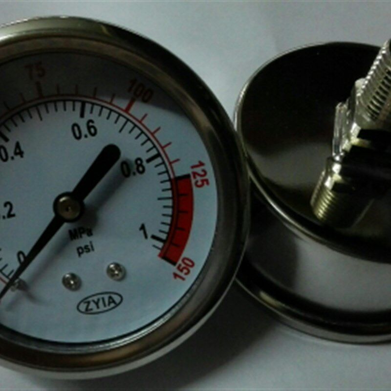 zyia 轴向带支架不锈钢无油压力表 yt-60z  0-1mpa 150psi zg1/4