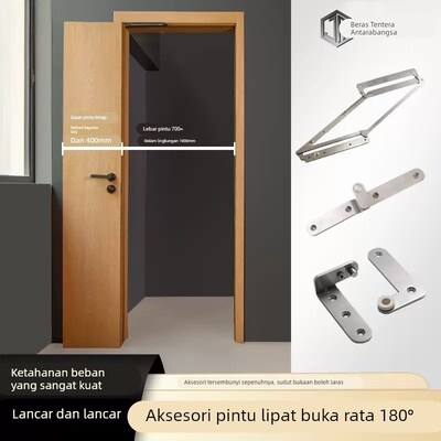 180度平开折叠门不锈钢五金配件 卧室卫生间无轨平折全开木门吊滑