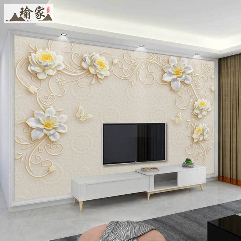 电视机背景墙壁纸欧式客厅大气立体墙布2I022网红影视墙面装饰壁