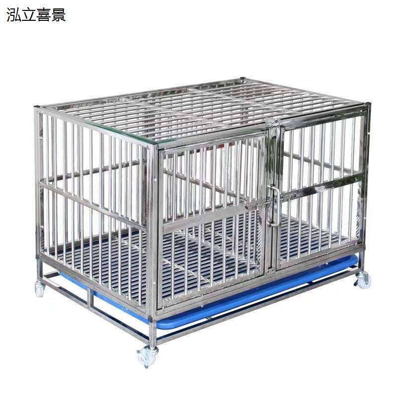 不锈钢狗笼双层三层多层大中小型子母K笼宠物寄养笼白钢狗笼子