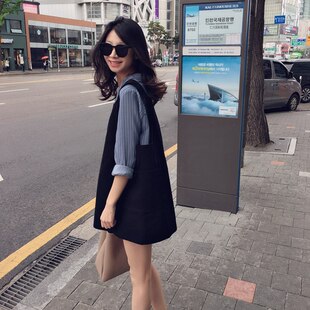 2023新款秋装马甲裙韩版无袖宽松打底背心裙韩国秋季牛仔连衣裙女