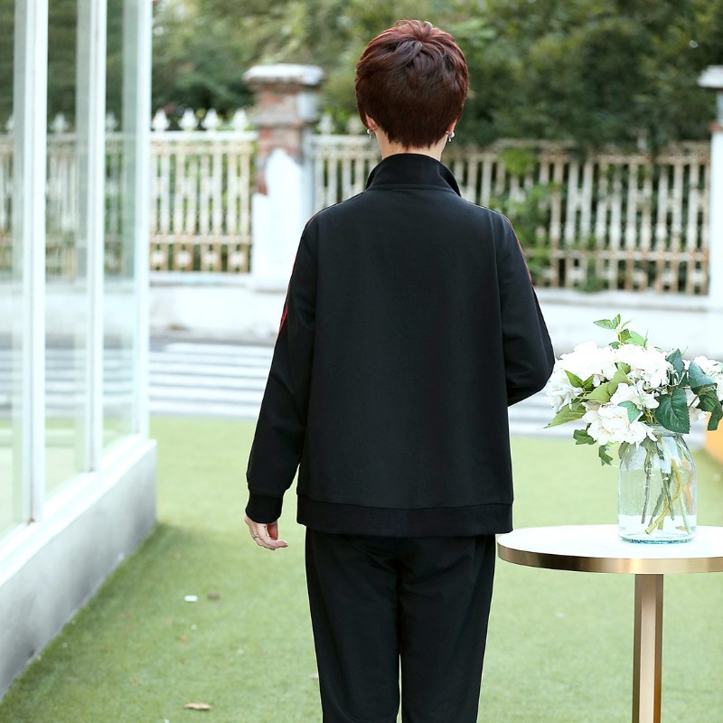胖妈妈休闲运动套装宽松秋冬装中年外套中老年人加肥加大码200斤