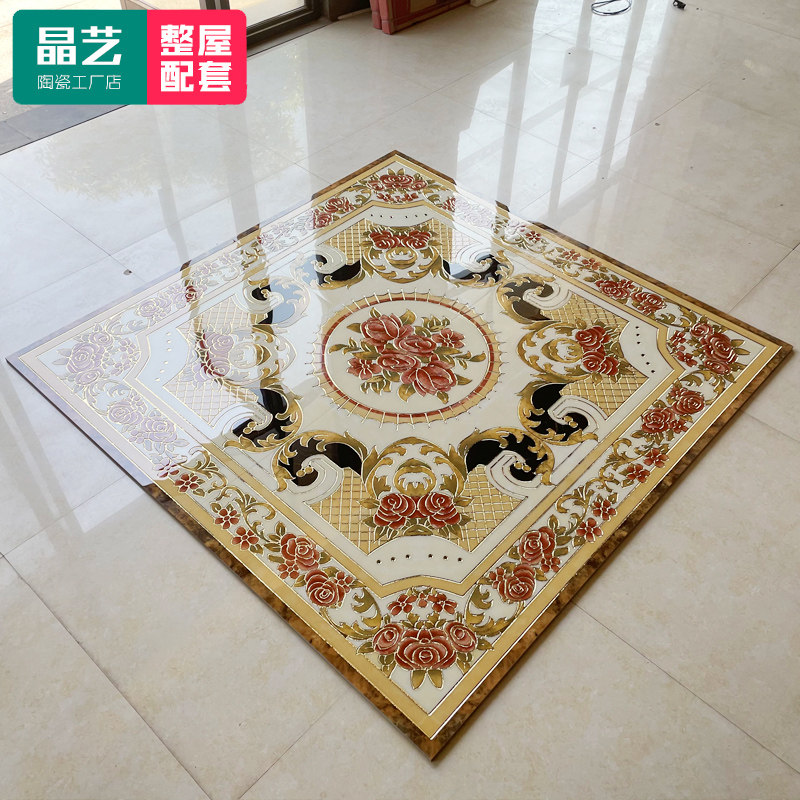 欧式拼花瓷砖800x800u门厅入户玄关客厅拼花地砖抛晶砖防滑地毯砖