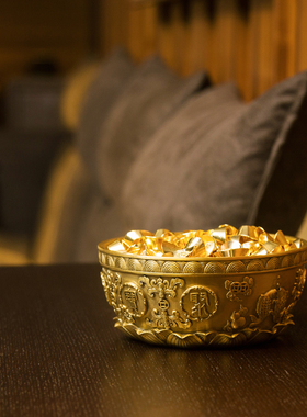 铜欣祥纯铜聚宝盆摆件中式家居装A饰品客厅玄关摆设办公室开业礼