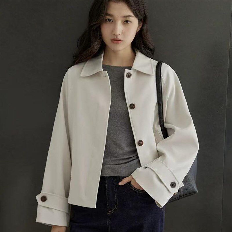 2025春夏新款短款风衣外套女早春春装宽松小个子工装简约休闲上衣