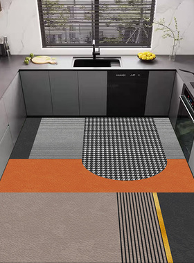 2022新款厨房地垫防滑防油可擦免洗耐脏地毯PPVC皮革全铺家用垫子