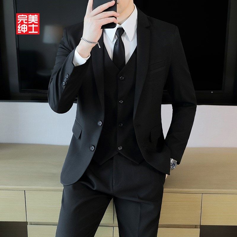 西服套装男修身商务休闲职业正装西装外套大学生面试伴郎新郎礼服