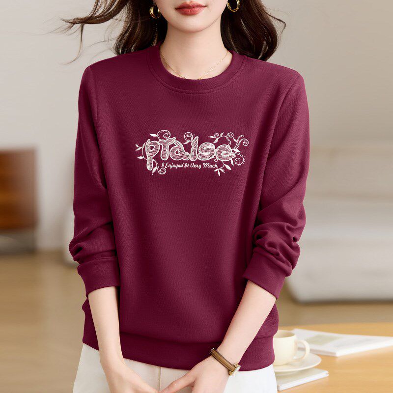 圆领卫衣女春秋款2025新款春季爆款时尚洋气女装宽松正肩无帽外套