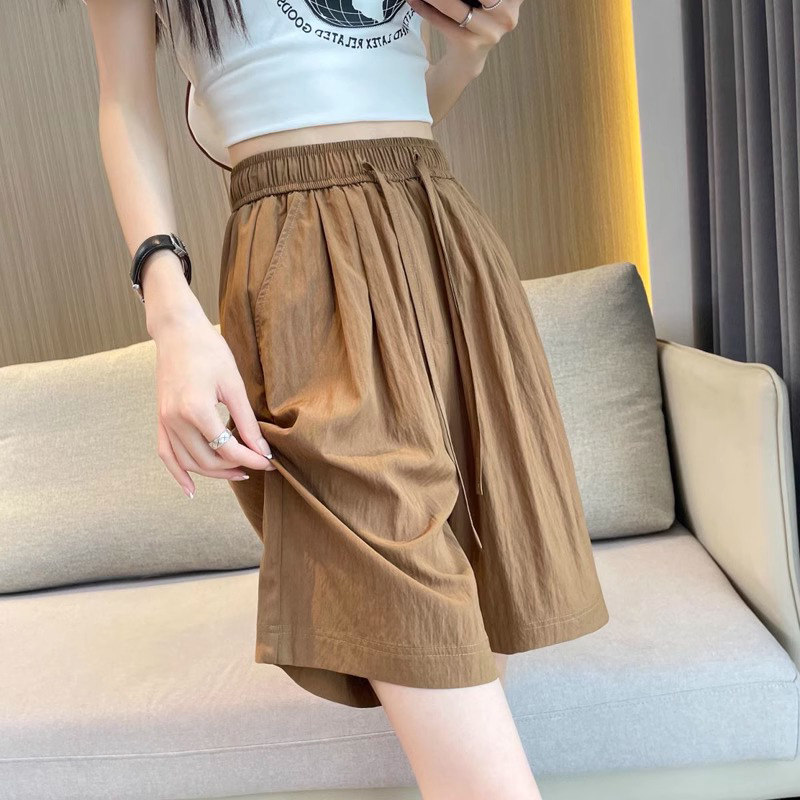 冰丝棉麻短裤女夏季2025新款外穿高腰显瘦中裤休闲亚麻阔腿五分裤