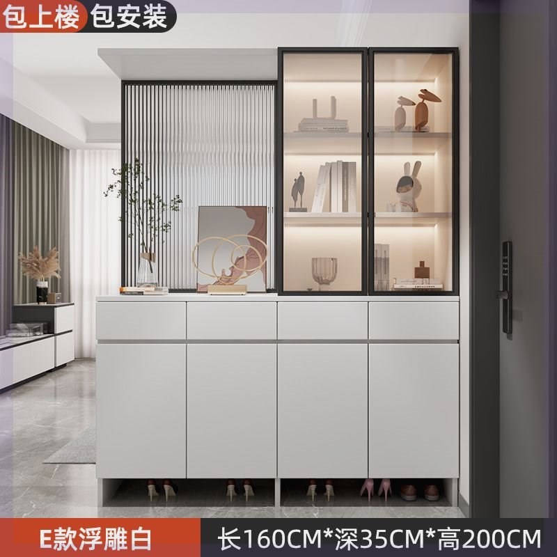 门口玄关柜入户门鞋柜一体简约屏风隔断客厅遮挡客厅玻璃隔断柜子