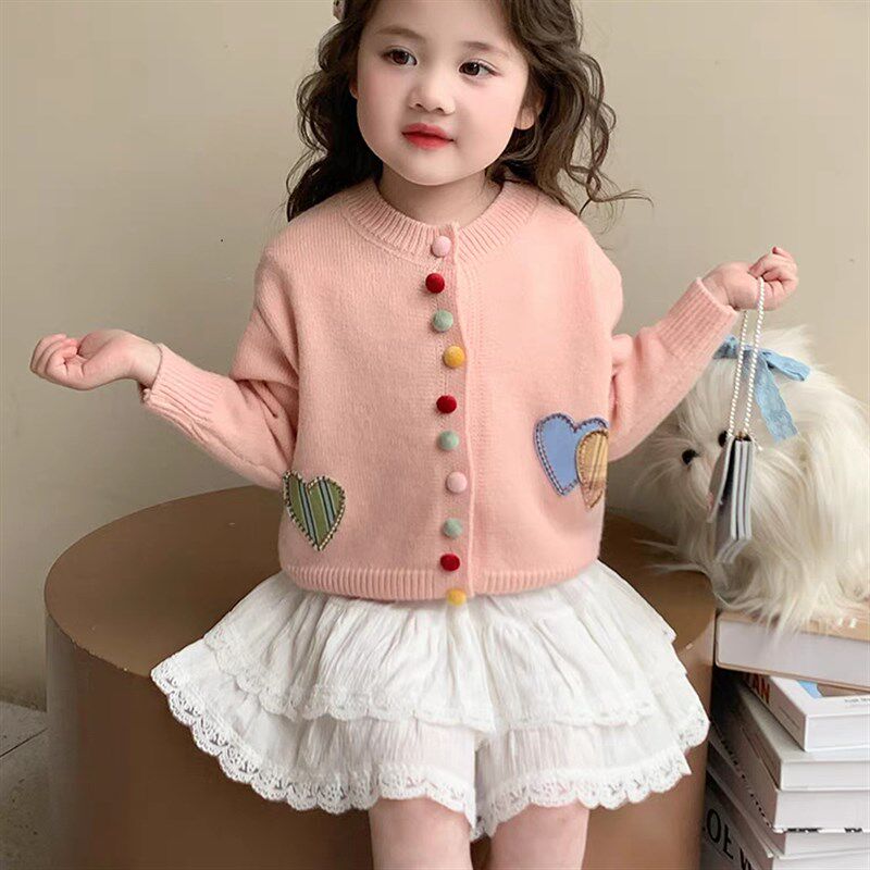 女童毛衣开衫2025春秋新款洋气女宝针织衫婴幼儿童粉色上衣服童装