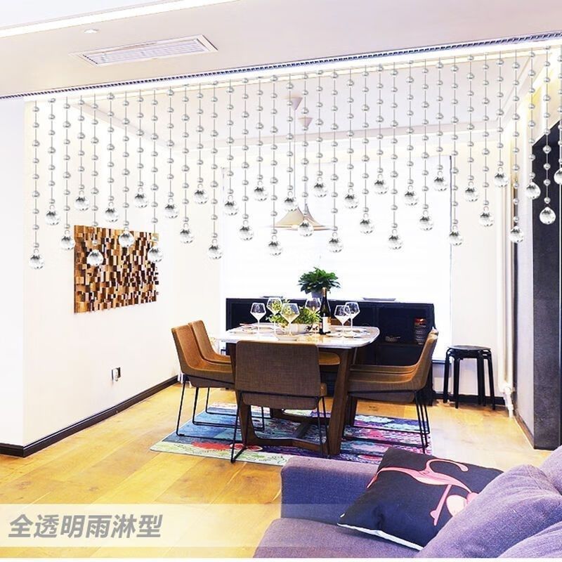 水晶珠帘装饰g客厅卫生间大门卧室半截挂帘子免打孔短门帘隔断帘