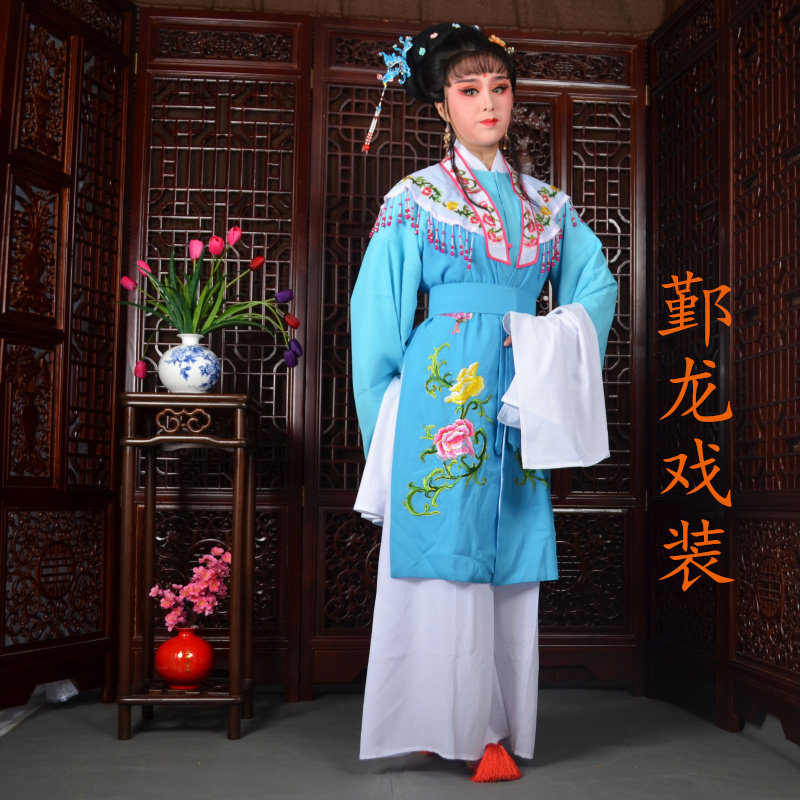 戏装小旦小姐服装越剧黄梅戏男扮女装对披戏曲周文斌服装21-4