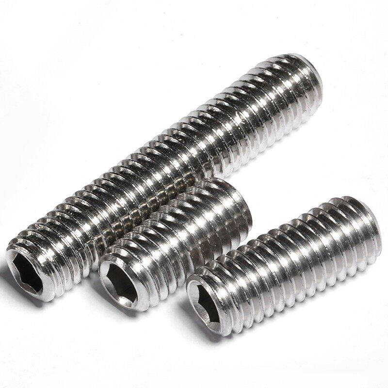 M6M8M10M12 304不锈钢细牙内六角紧定螺丝钉平端无头机米顶丝幼牙