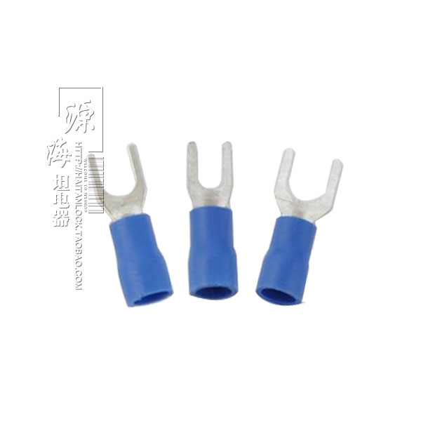SV2-4紫铜叉形预绝缘端头 冷压铜叉型Y型U型接线端子线耳 千只装