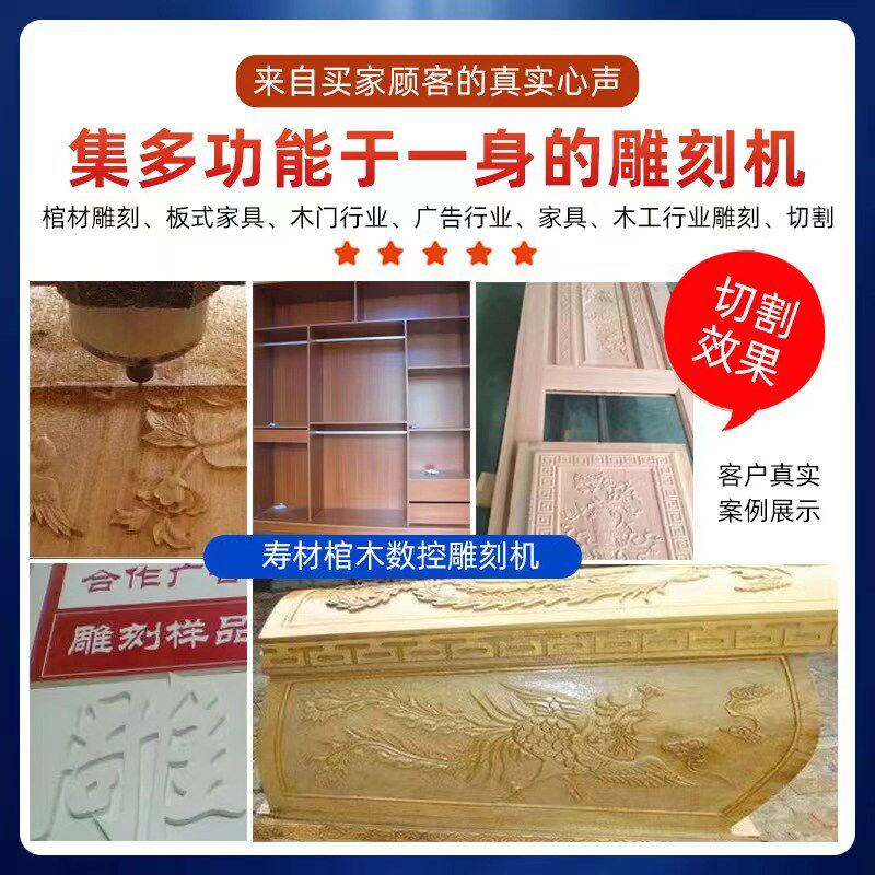 1825全自动双头寿材元宝u官数控雕刻机牌匾实木家具浮雕雕花铣型