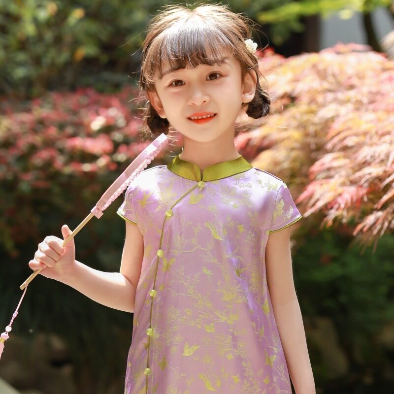 女童旗袍夏季新款薄民国风洋气连衣裙复古国风改良宝宝汉服公主裙