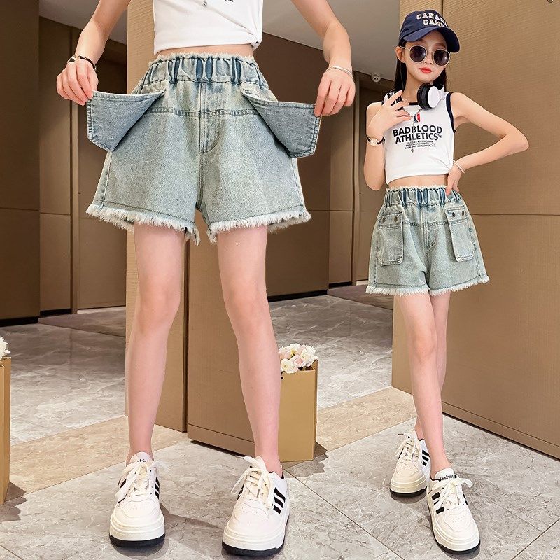 女童牛仔短裤2025新款夏装裤子女孩洋气百搭儿童大童韩版夏季薄款