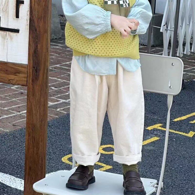 宝宝休闲长裤春秋季2023新品日韩版小清新儿童裤子时髦男童百搭裤