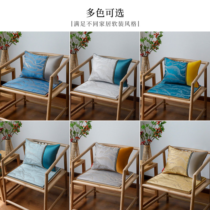 新中式实木餐桌椅子坐q垫防滑椅垫凳子垫子古典茶椅座垫靠垫可拆