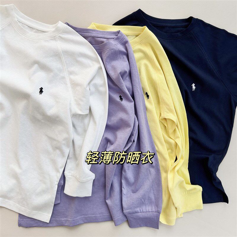 儿童防晒衣罩衫春夏男童女童纯色轻薄长袖T恤棉麻宽松空调衫上衣