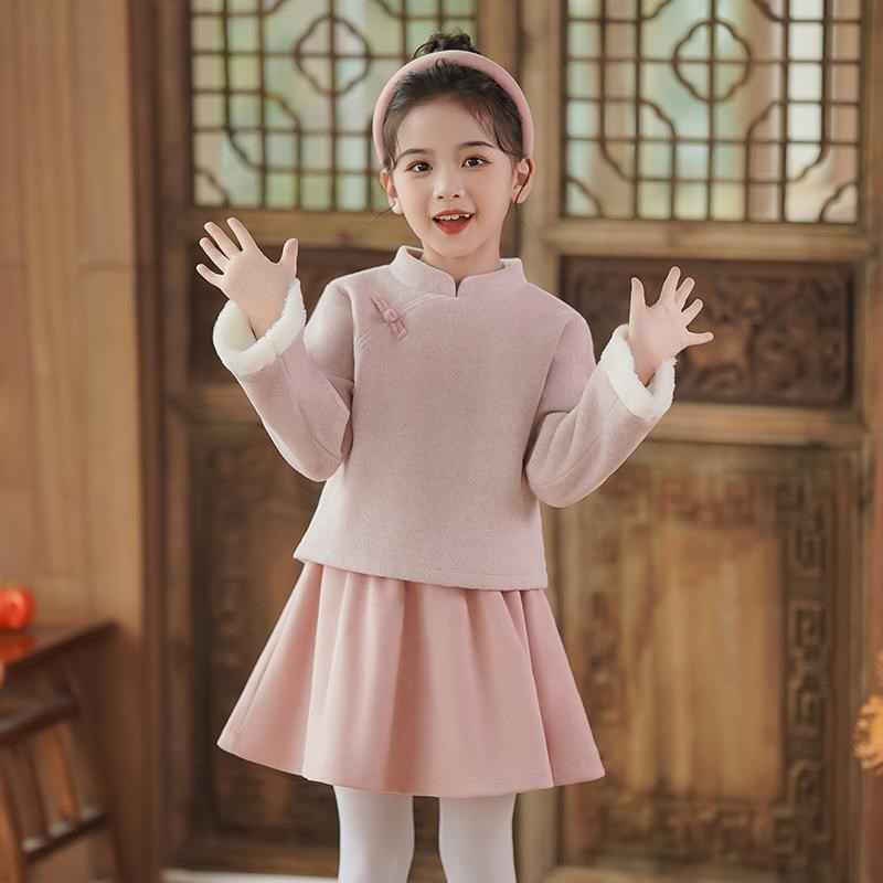女童秋冬汉服套装儿童新中式国风唐装小女孩古风拜年服女宝宝古装