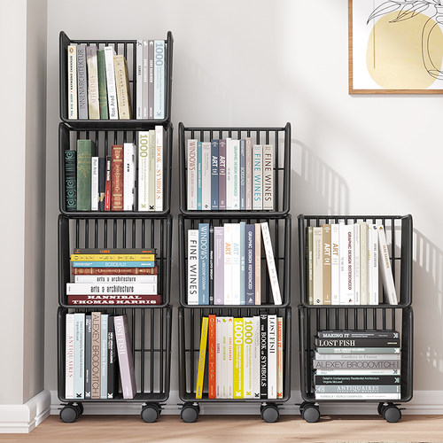 桌下书架带轮移动学生宿舍简易收纳架办公L室桌面置物架多层小推