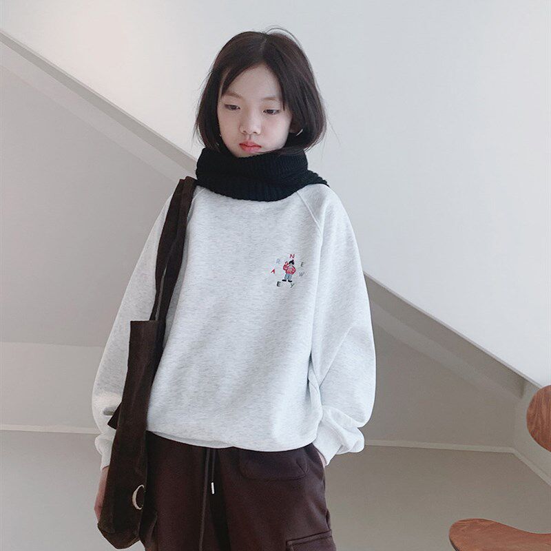 女童加绒卫衣2025冬装新款女大童初中生加厚儿童学生保暖套头上衣