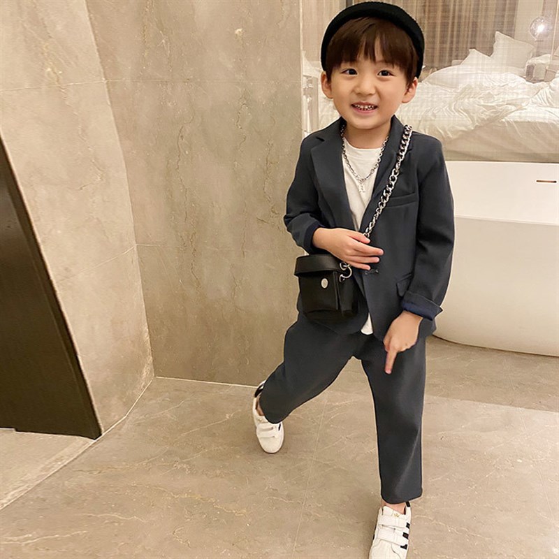 春秋小童西装套装帅气男童二件套小男孩生日休闲童装儿童花童礼服