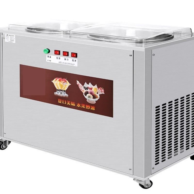 单锅厚切炒酸奶机商用双锅双压全自动大功率炒冰机炒奶炒卷机摆摊