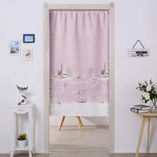 卧室门口挂帘布料门帘家用半截卧室厨房布K艺免打孔帘隔断半帘装