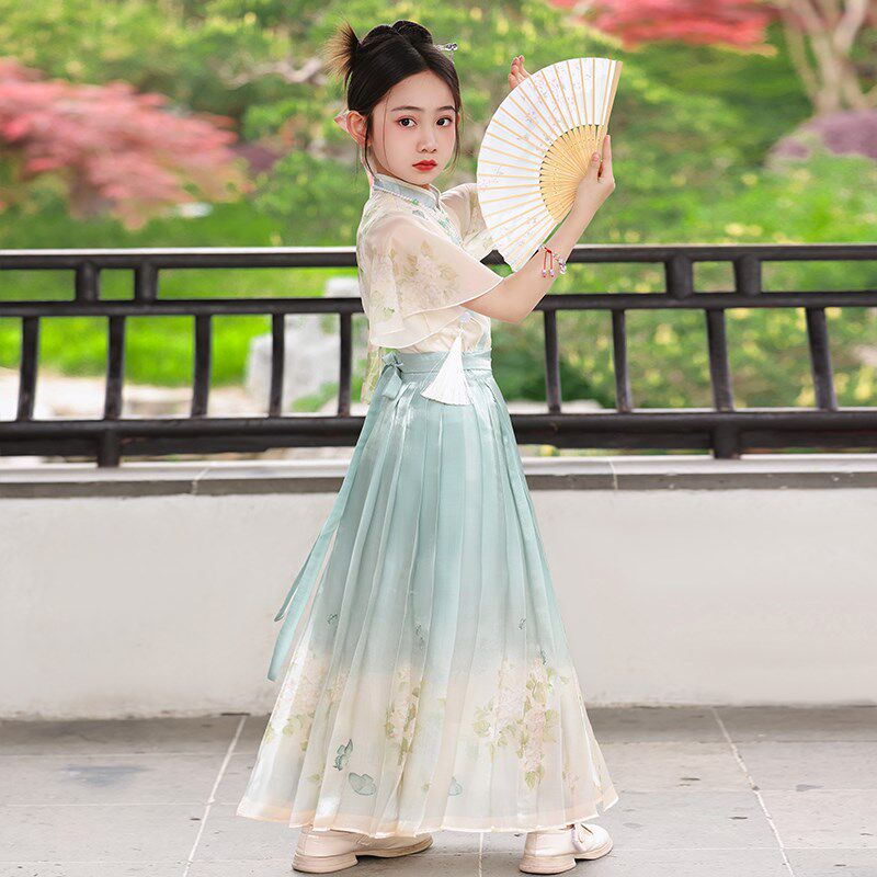 女童马面裙夏装套装儿童中国风汉服女孩古风薄款日常可穿古装唐装