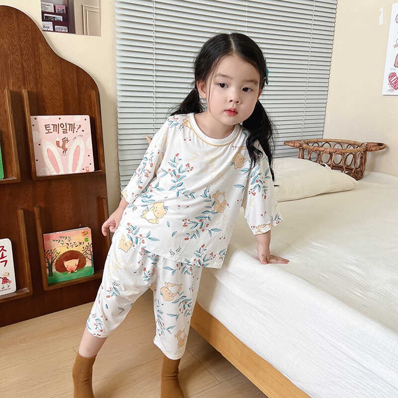 儿童睡衣夏季新款小孩家居服薄款透气女童优可丝宝宝空调服居家服