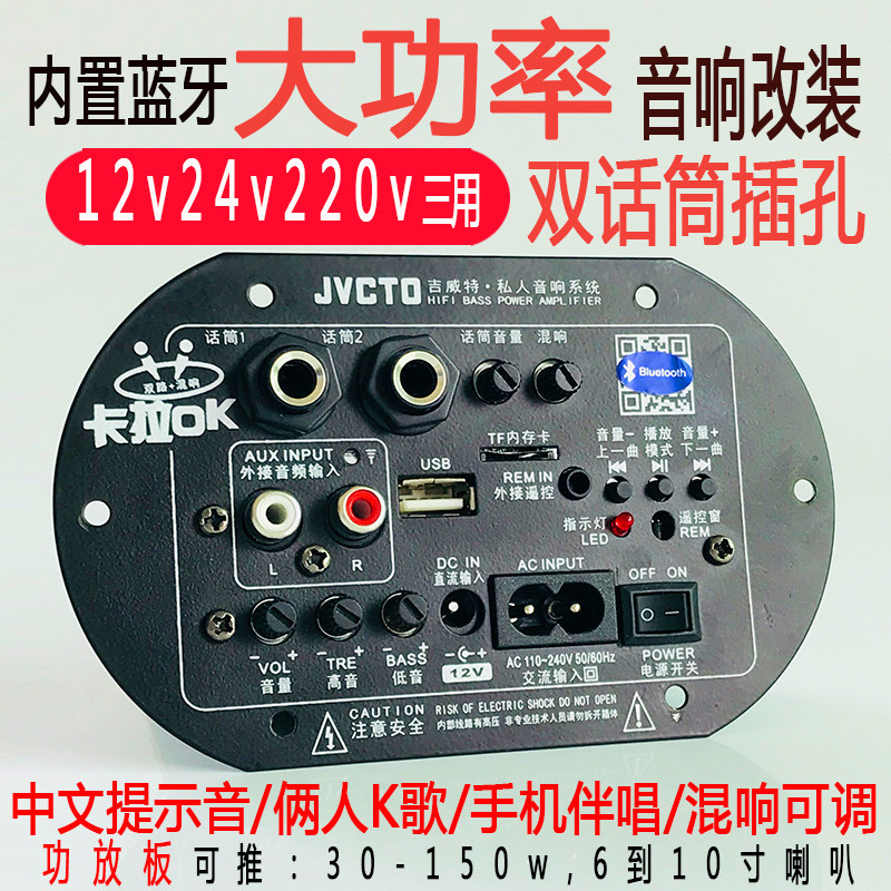 大功率蓝牙音响音箱功放板220V 12V 24V通用车载低音炮功放板炮芯