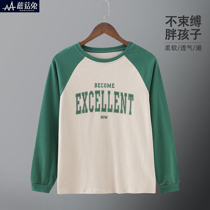 胖童长袖T恤男童春秋款2023新款潮初中生男孩秋季上衣薄款打底衫