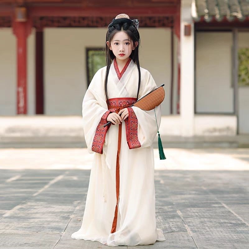 儿童战 国袍改良日常可穿中秋汉服古装复原款直裾袍女童魏晋