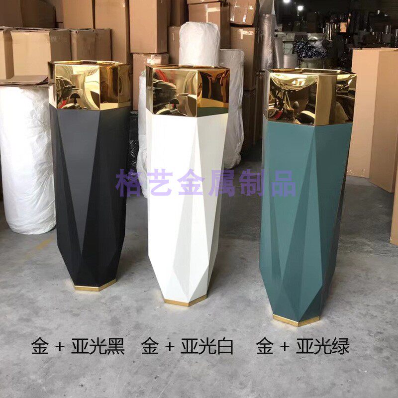 花瓶不锈钢新款花钵金属落地双色I花盆 各种款式颜色定制