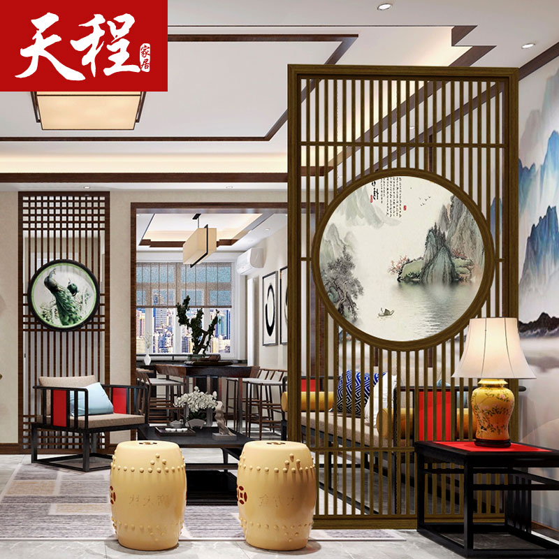 新中式屏风实木花格隔断墙进门y入户玄关家用酒店遮挡简约镂空背