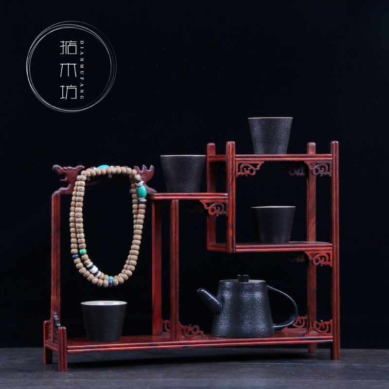 红木小博古架实木简约中式茶壶架红酸枝多宝阁茶架子置Y物架茶叶