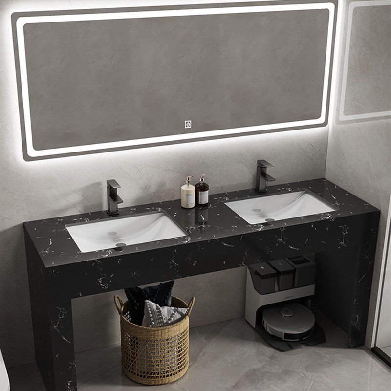 公共厕所落地大理石洗漱台双盆z易安装双人洗手盆卫生间洗脸池套