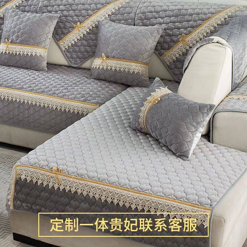 结婚喜庆红色毛绒秋冬厚沙发垫防C滑简约布艺皮实木坐垫巾套罩定