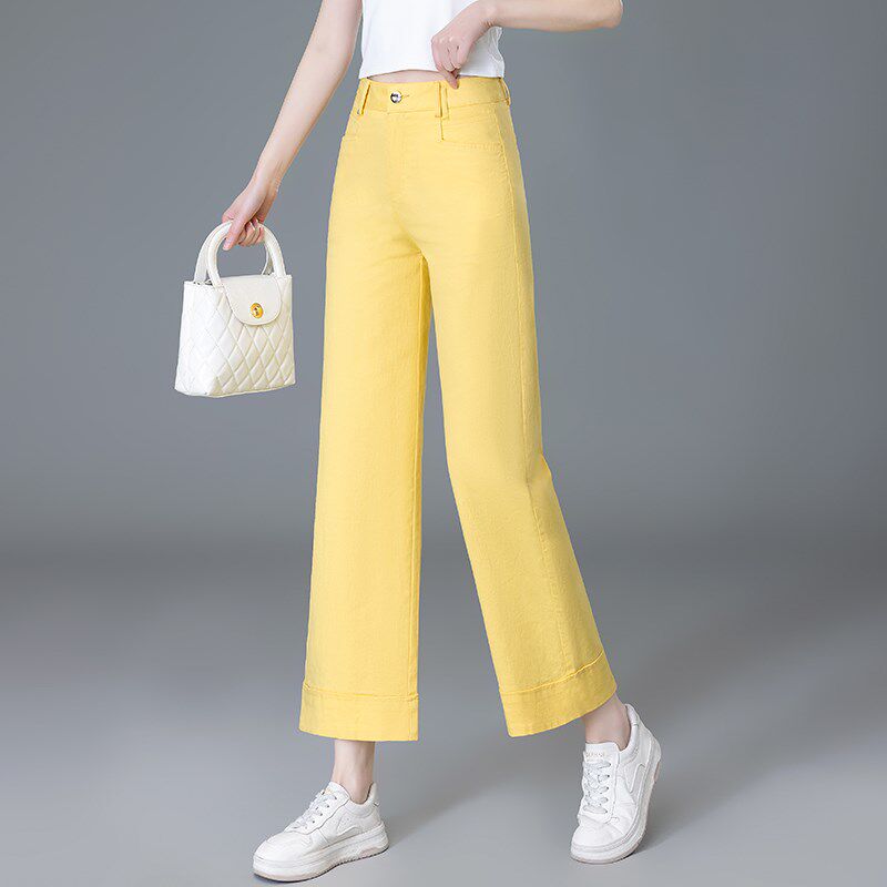 阔腿牛仔裤女夏季2025年新款高腰宽松显瘦休闲裤小个子直筒九分裤