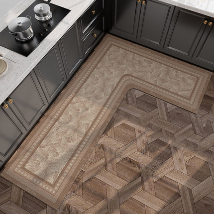 高端厨房专用地垫7字l型可擦免洗耐脏吸水防水防油脚垫防滑边地毯