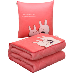 卡通折叠抱枕被子两用可爱汽车用空调被靠垫办公室午睡毯腰靠枕头