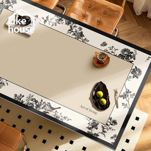 高档现代简约花卉皮革桌垫防水防油餐桌布免洗防烫茶几长桌垫定制